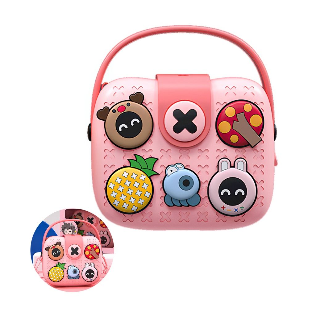 Children DIY Bag Versatile Children Tote Small Kids Messenger Bag School Bag Lunch Box Carrier with 5 Buckle Stickers Detachable