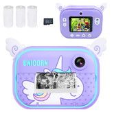 Instant Print Camera Print Photo Selfie Video Digital Camera with Paper Film, 3-12 Years Old Children Mini Learning Toy Camera Gifts for Birthday Holiday Travel