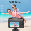 Digital Camera for Photography and Video 4K 48MP Vlogging Camera for YouTube with Flip Screen,16X Digital Zoom,52mm Wide Angle & Macro Lens,32GB TF Card,2 Batteries (Black)
