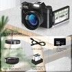 Digital Camera for Photography and Video 4K 48MP Vlogging Camera for YouTube with Flip Screen,16X Digital Zoom,52mm Wide Angle & Macro Lens,32GB TF Card,2 Batteries (Black)