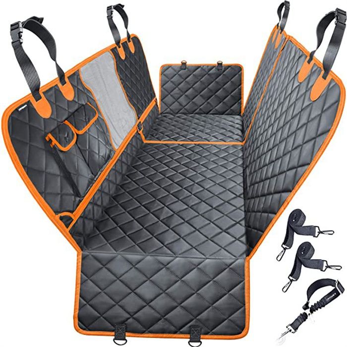 Dog Seat Covers with Mesh Visual Window Nonslip Pet Seat Cover for Back Seat Washable Dog Hammock for Cars Trucks and SUVs 137*147cm