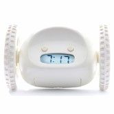 Run-Away Alarm Clock on Wheels (Authentic)Extra Loud for Heavy Sleeper Funny Rolling Jumping (White)