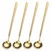 4 PCS 6.7 Inches Coffee Spoons,Stirring Spoons,Tea Spoons Long Handle,Gold Teaspoons,Gold Spoons,Ice Tea Spoons,Long Spoons for Stirring,Gold Espresso Spoons Stainless Steel
