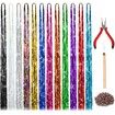 Hair Extension Tinsel with Tool 12 Colors 120cm Hair Extension Tinsel Kit Glitter Hair Accessories for Christmas New Year Halloween Cosplay Party