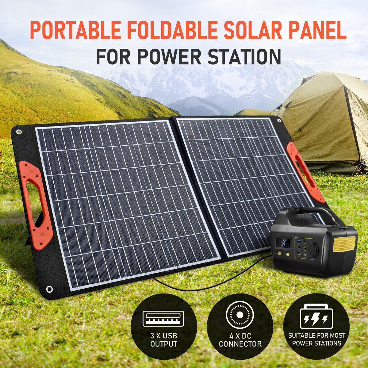 Portable Solar Panel Off Grid Camping Charger System Folding for Homes Generator Caravan RV Power Station Foldable USB DC Output