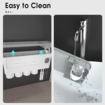 Toothbrush Holders for Bathrooms,4 Cups Toothbrush Holder Wall Mounted with Toothpaste Dispenser,Large Capacity Tray,2 Cosmetic Drawer and 7 Brush Slots with Cover Tooth Brush Holder