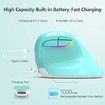 Wireless Ergonomic Mouse Rechargeable Small Silent Vertical Mouse with BT 4.0 for Laptop PC Computer Notebook(Green)