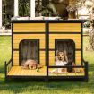 Wood Dog Kennel House XXL Pet Cat Home Shelter Crate Outdoor Puppy Cage Cabin Weatherproof Lift up Asphalt Roof Divider