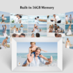 WiFi Digital Picture Frame,10.1 Inch 720P IPS Touchscreen Smart Cloud Photo Frame with 32GB Storage,Auto-Rotate,Wall Mountable (White)