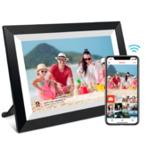 10.1 Inch Smart WiFi Digital Photo Frame 720P IPS LCD Touch Screen,Auto-Rotate Portrait and Landscape,Built in 32GB Memory,Share Moments Instantly via Frameo (Black Wooden Frame)