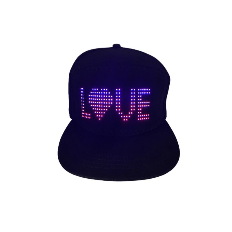 LED Cap with Programmable APP, Text Display Message Snapback Hat for Club Party Event