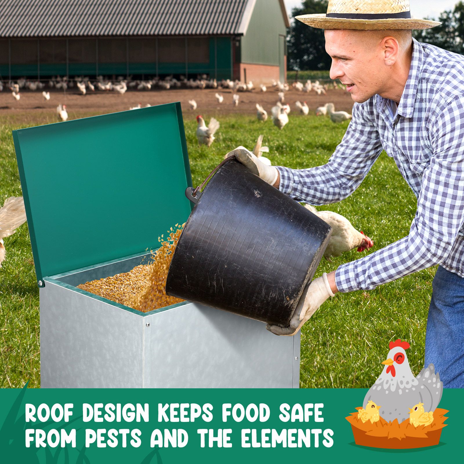 Auto Chicken Feeder Automatic Poultry Treadle Hens Rabbit Chook Food