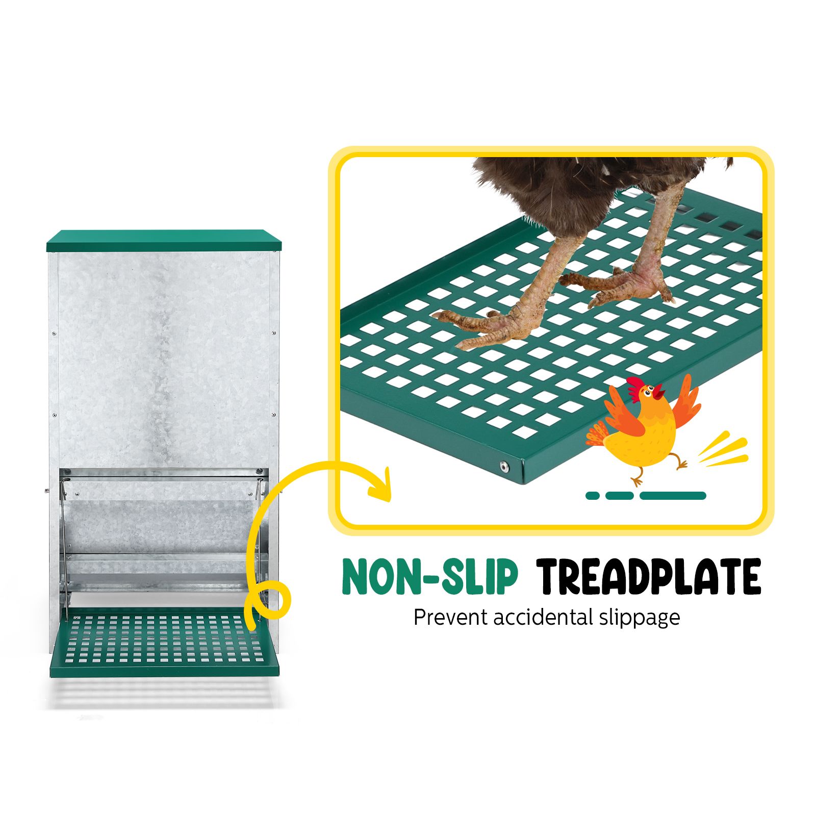 Auto Chicken Feeder Automatic Poultry Treadle Hens Rabbit Chook Food