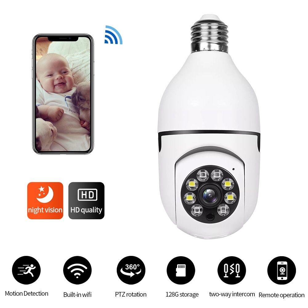 2.4G Wifi Camera Bulb 360 Degree Panorama 1080P Night Vision IP Surveillance Camera