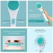 USB Rechargeable Silicone Shower Brush Long Handle Electric Scrubber 4 in 1 Body Scrub and Deep Cleaning Massage,1 Pack (Blue)