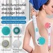 USB Rechargeable Silicone Shower Brush Long Handle Electric Scrubber 4 in 1 Body Scrub and Deep Cleaning Massage,1 Pack (Blue)