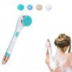 USB Rechargeable Silicone Shower Brush Long Handle Electric Scrubber 4 in 1 Body Scrub and Deep Cleaning Massage,1 Pack (Blue)