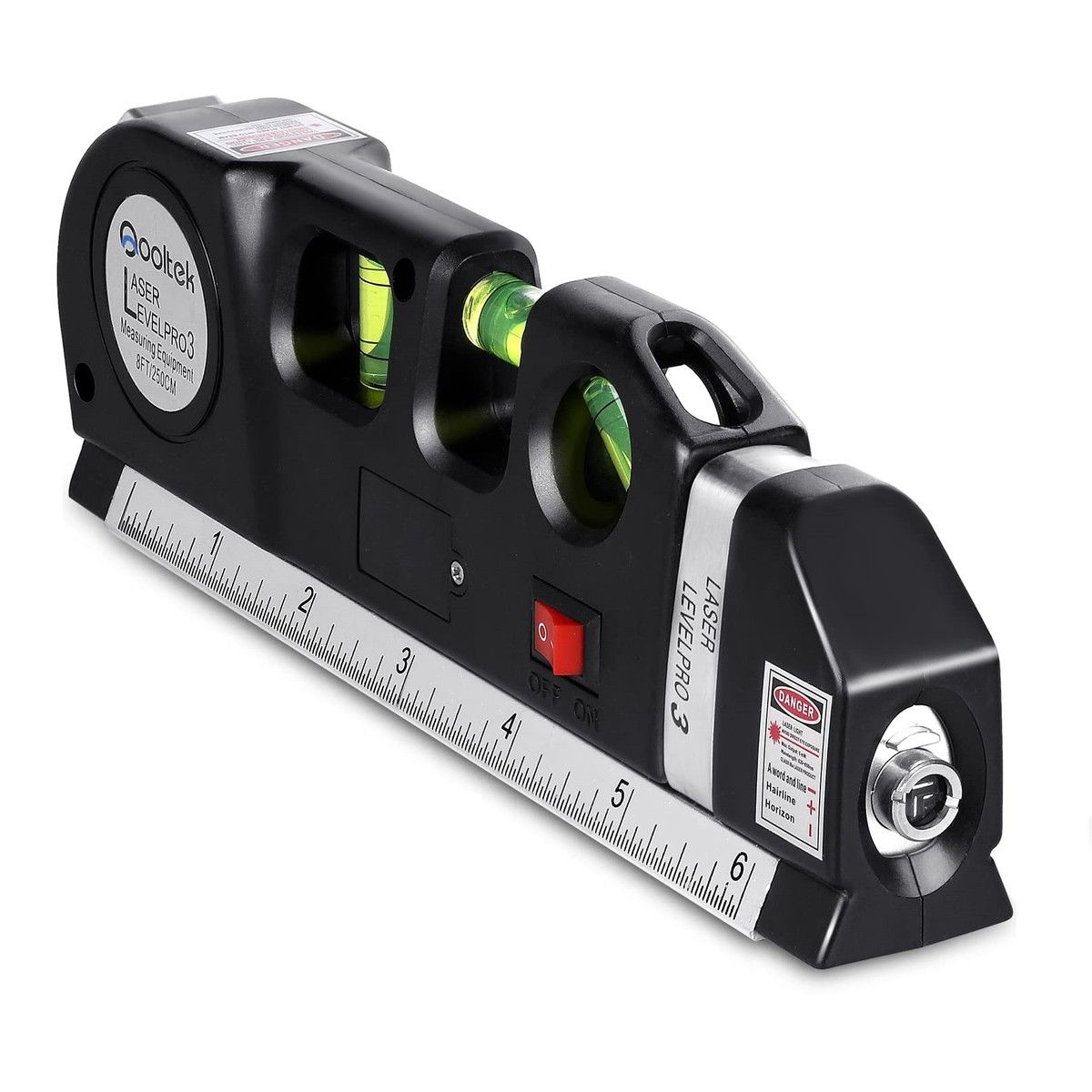 Laser Level, Multipurpose Cross Line Laser 8 feet Measure Tape Ruler Adjusted Standard and Metric Rulers for hanging pictures