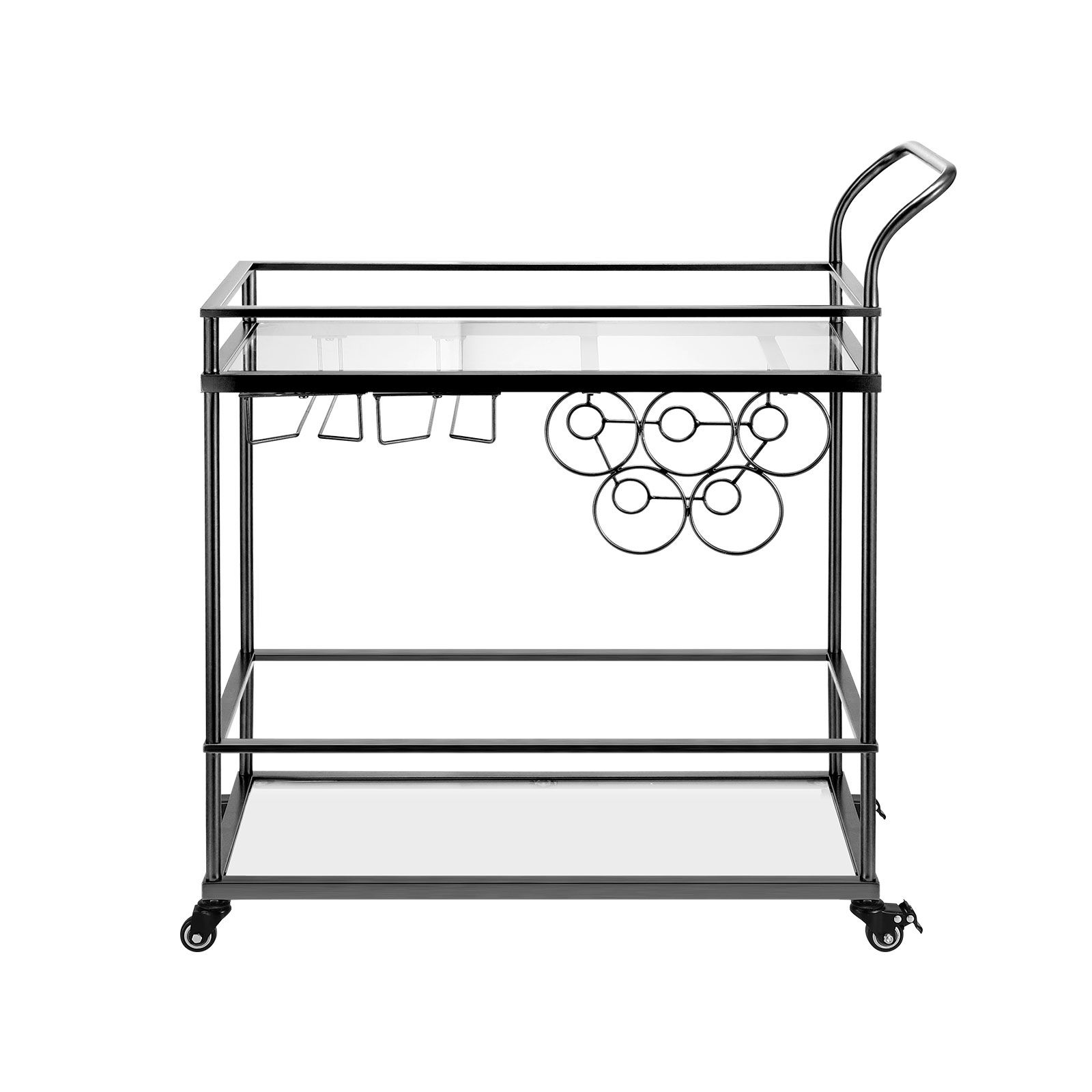 Bar Cart Black Wine Coffee Trolley Serving Drinks Liquor Tea Cocktail