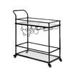 Bar Cart Black Wine Coffee Trolley Serving Drinks Liquor Tea Cocktail Alcohol Beverage Whiskey Rolling Mobile Bottle Glass Holder Home Storage
