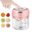 Electric Mini Garlic Chopper,250ML USB Mini Food Chopper Garlic Mincer,Vegetable Chopper,Onion Chopper,Portable Small Food Processor for Garlic,Ginger,Chili,Vegetables (Pink,250ml)
