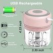 Electric Mini Garlic Chopper,250ML USB Mini Food Chopper Garlic Mincer,Vegetable Chopper,Onion Chopper,Portable Small Food Processor for Garlic,Ginger,Chili,Vegetables (Pink,250ml)