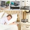 Digital Alarm Clock Large Mirror Display Surface LED Clocks with Dual USB Charger PortsRoom Wall Decor for Bedrooms-Black