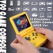 Handheld Game Console 3 inch Retro Clamshell Games Consoles Built-in Rechargeable Battery Portable Style Flip Hand Held Game Video Consoles System Yellow 64GB