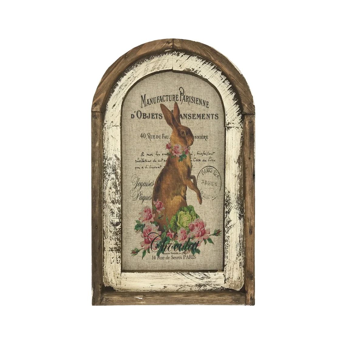 Arch Window Frame French Country Wall Decor, Rabbit Wall Decor 30 x 20 cm