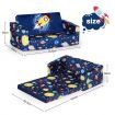 2 Seater Kids Sofa Bed 2in1 Couch Flip Out Lounger Chair Children Comfy Convertible Sleeper Bedroom Playroom Open Space