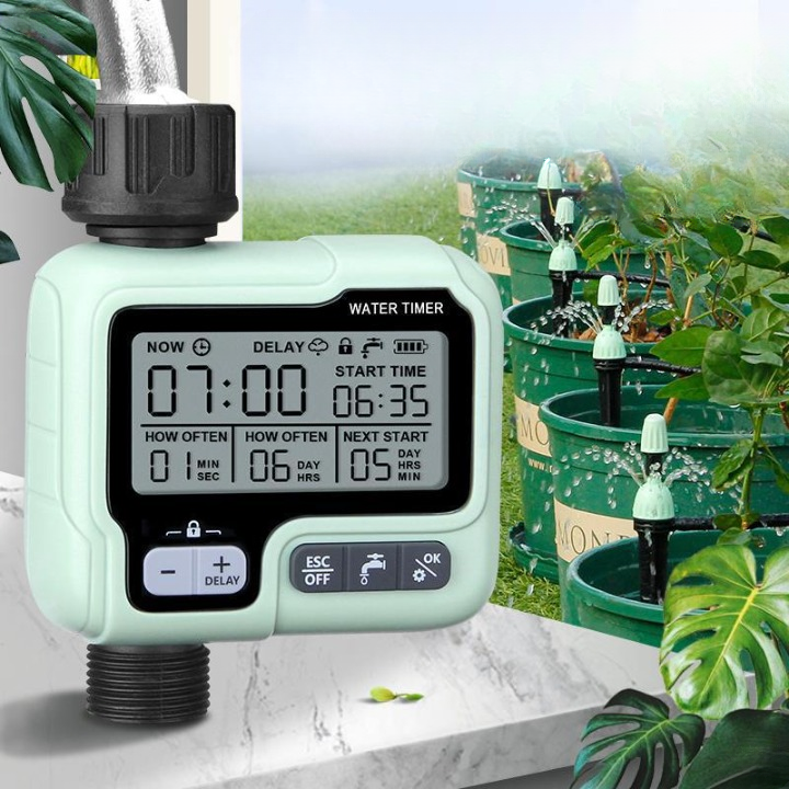 Sprinkler Timer Programmable Water Timer for Garden Hose, Soaker Hose Timer with Rain Delay/Manual Watering, Large LCD Irrigation Timer System for Lawns, 1 Outlet