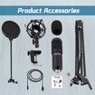 USB Microphone,Professional 192kHz/24Bit Plug & Play PC Computer Condenser Cardioid Mic Kit with Sound Advanced Chipset for Streaming,Podcast,Studio Recording and Games