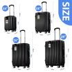 4 Piece Luggage Set Carry On Traveller Suitcases Hard Shell Rolling Trolley Checked Bag TSA Lock Front Hook Lightweight Black