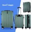 4 Piece Luggage Set Carry On Suitcase Traveller Bag Hard Shell Rolling Trolley Checked TSA Lock Front Hook Lightweight Dark Green