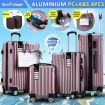 4 Piece Luggage Set Carry On Traveller Suitcases Hard Shell Rolling Trolley Checked Bag TSA Lock Front Hook Lightweight Rose Gold