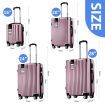 4 Piece Luggage Set Carry On Traveller Suitcases Hard Shell Rolling Trolley Checked Bag TSA Lock Front Hook Lightweight Rose Gold