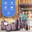4 Piece Luggage Set Carry On Traveller Suitcases Hard Shell Rolling Trolley Checked Bag TSA Lock Front Hook Lightweight Rose Gold