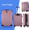 4 Piece Luggage Set Carry On Traveller Suitcases Hard Shell Rolling Trolley Checked Bag TSA Lock Front Hook Lightweight Rose Gold