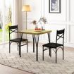 Dining Table Set 2 Chairs 3-Piece Kitchen Breakfast Room Bar Pub Counter Stool Outdoor Backrest Wood Steel Oak Black