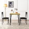 Dining Table Set 2 Chairs 3-Piece Kitchen Breakfast Room Bar Pub Counter Stool Outdoor Backrest Wood Steel Oak Black