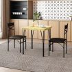 Dining Table Set 2 Chairs 3-Piece Kitchen Breakfast Room Bar Pub Counter Stool Outdoor Backrest Wood Steel Oak Black