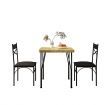 Dining Table Set 2 Chairs 3-Piece Kitchen Breakfast Room Bar Pub Counter Stool Outdoor Backrest Wood Steel Oak Black