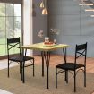 Dining Table Set 2 Chairs 3-Piece Kitchen Breakfast Room Bar Pub Counter Stool Outdoor Backrest Wood Steel Oak Black