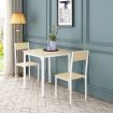 Dining Table Set 2 Chairs Wooden 3-Piece Kitchen Breakfast Room Bar Pub Counter Stool Outdoor Backrest Steel Modern