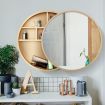 Bathroom Mirrored Cabinet Medicine Vanity Round Wall Mirror Cupboard with Storage Sliding Door Gold 60cm Diameter
