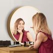 Bathroom Mirrored Cabinet Medicine Vanity Round Wall Mirror Cupboard with Storage Sliding Door Gold 60cm Diameter