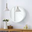 Bathroom Medicine Cabinet Mirror Vanity Round Wall Mirrored Cupboard with Storage Sliding Door White 60cm Diameter