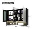 Bathroom Mirror Cabinet Medicine Shaving Shaver Cupboard Wall Storage Organiser Shelves Furniture with LED Lights Doors Black