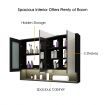 Bathroom Mirror Cabinet Medicine Shaving Shaver Cupboard Wall Storage Organiser Shelves Furniture with LED Lights Doors Black