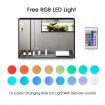 Bathroom Mirror Cabinet Medicine Shaving Shaver Cupboard Wall Storage Organiser Shelves Furniture with LED Lights Doors Black